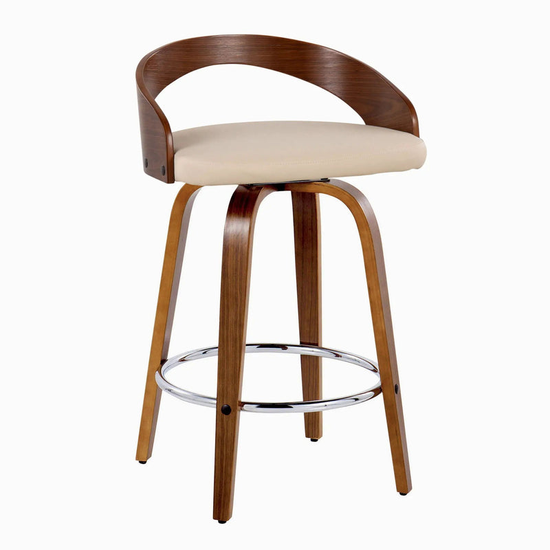 Grotto - Mid Century Modern Elegant Fixed Height Counter Stool With Swivel With Round Footrest (Set of 2) by HouseOfZazla