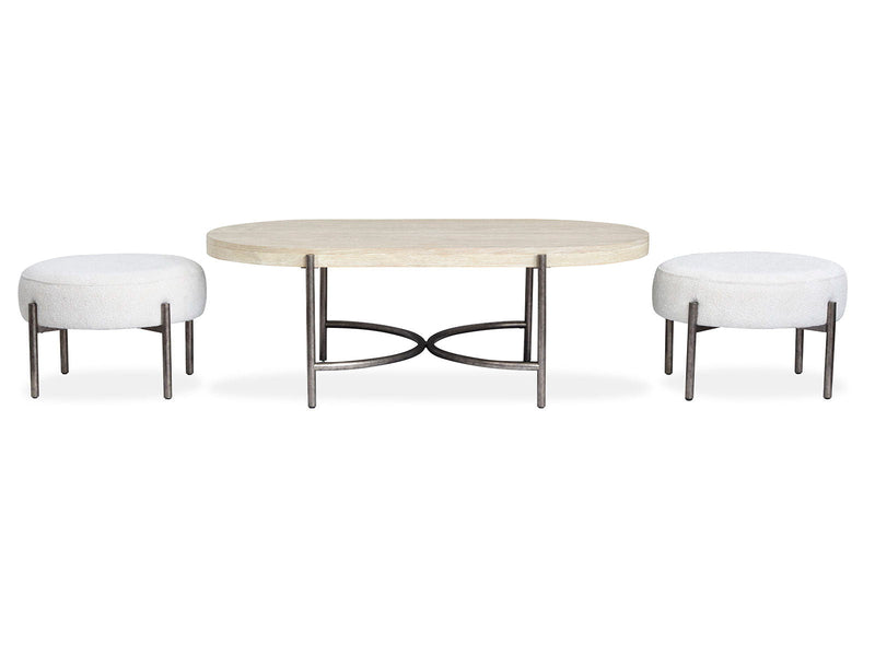 Jennings - Oval Cocktail Table With Two Ottomans - Edgecomb Gray And Weathered Antique Nickel, photo 7 of 7