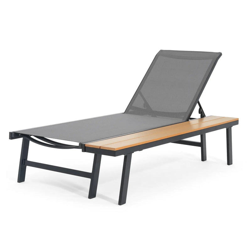 Waterloo Chaise Lounge with Attached Wood Side Table, Set of 2 by HouseOfZazla