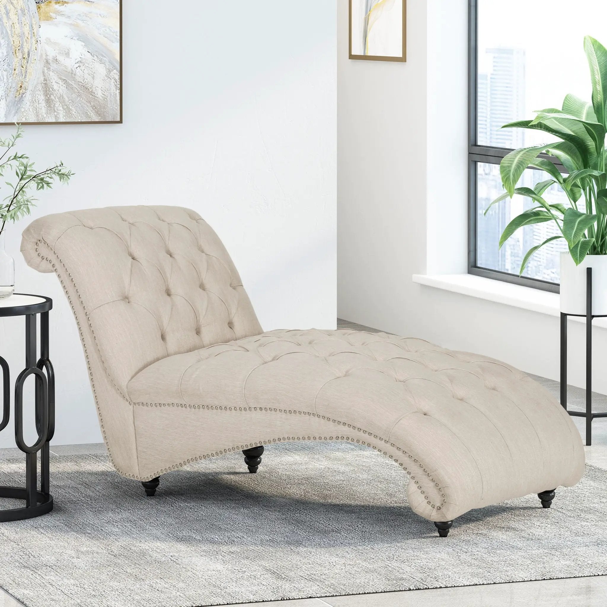 Chaise Lounge With Button Tufted Diamond Stitch by HouseOfZazla