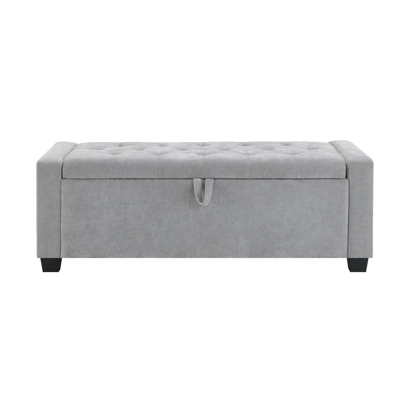 Upholstered Storage Ottoman Bench With Button Tufting And Safety Hinge by HouseOfZazla