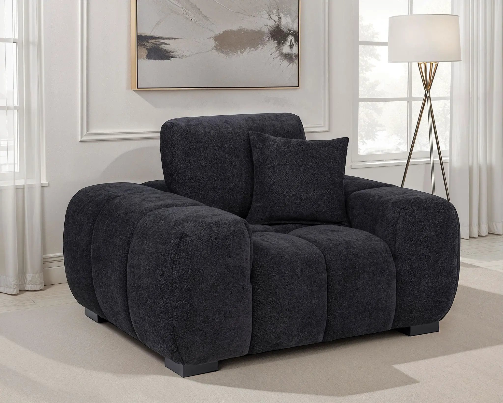 Octavia Upholstered Track Arm Accent Chair Black by Unique Piece Furniture
