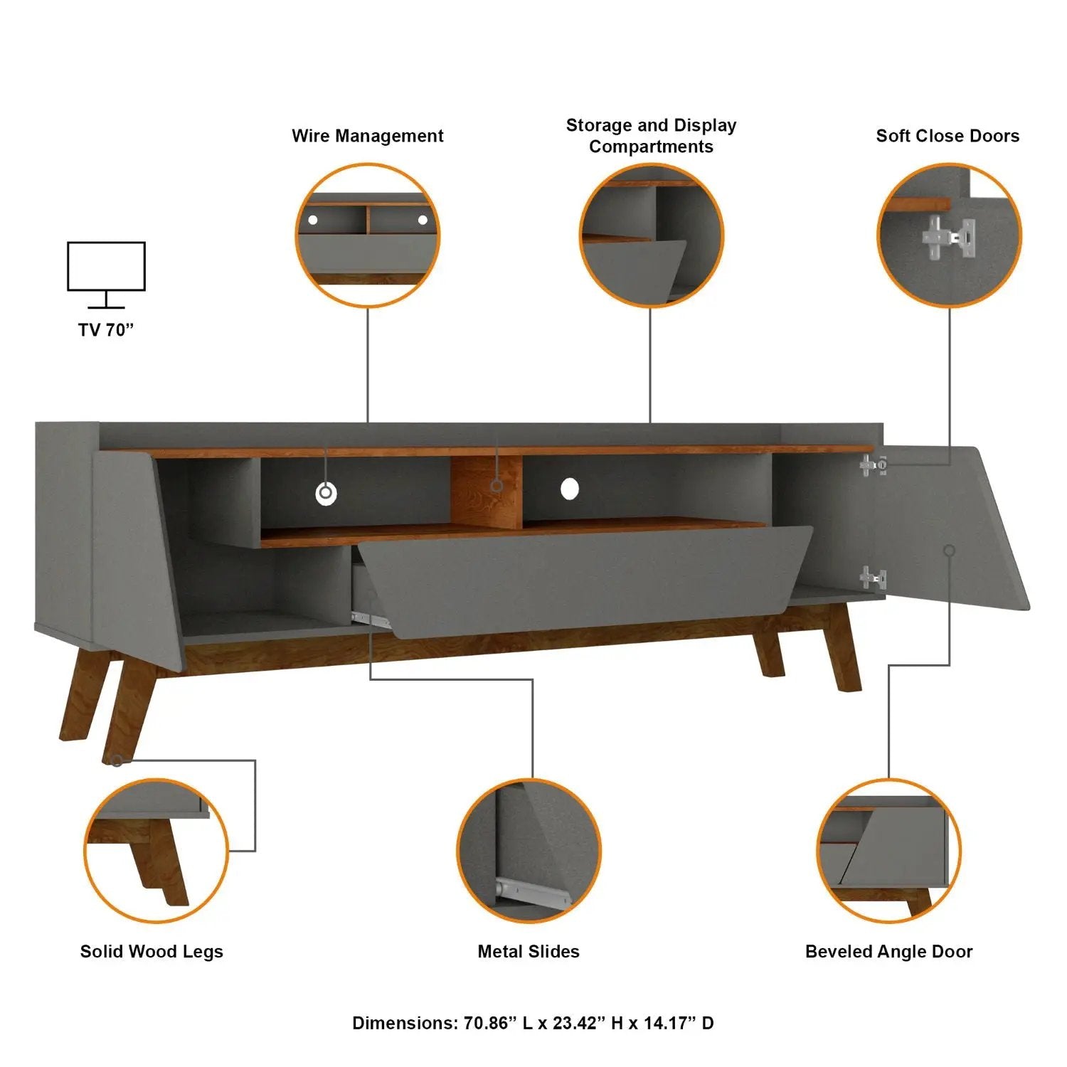 Marcus - TV Stand With 4 Shelves And Soft Close Doors by HouseOfZazla