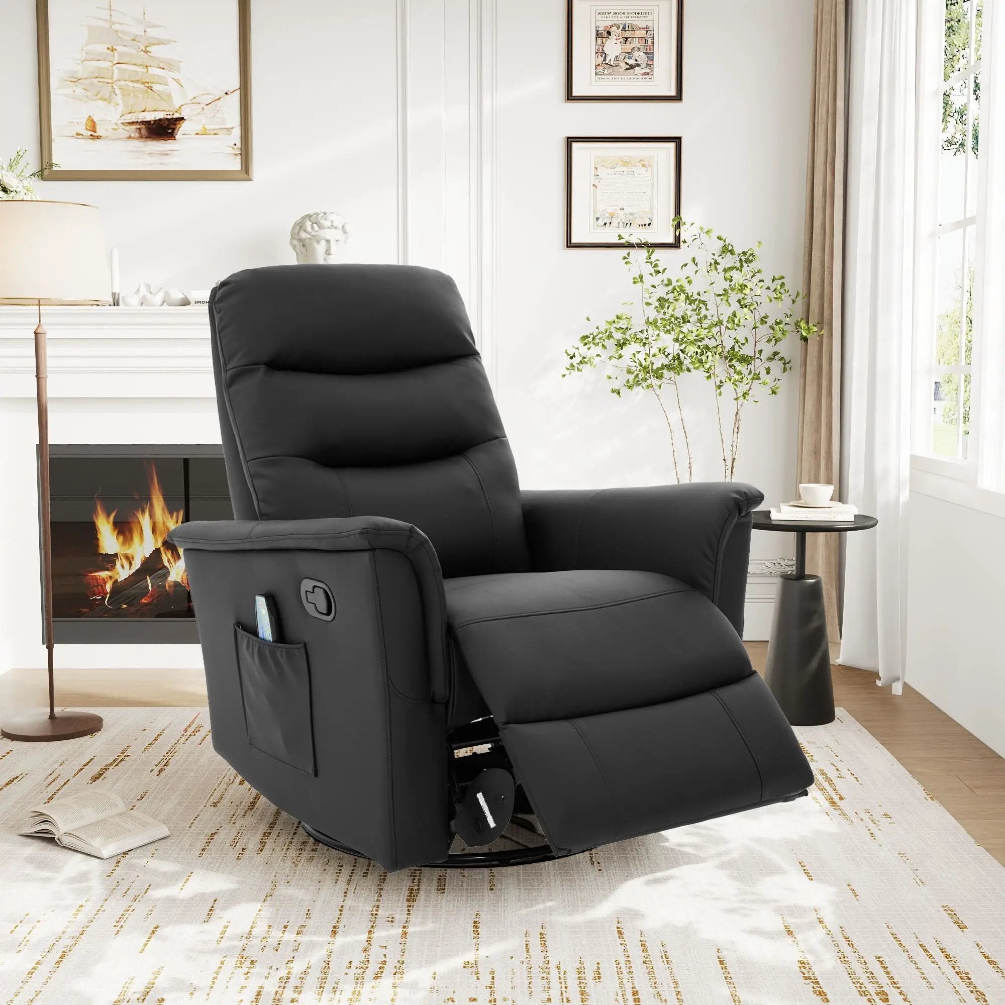 Manual Recliner Chair With 8-Point Massage and Swivel Function by HouseOfZazla