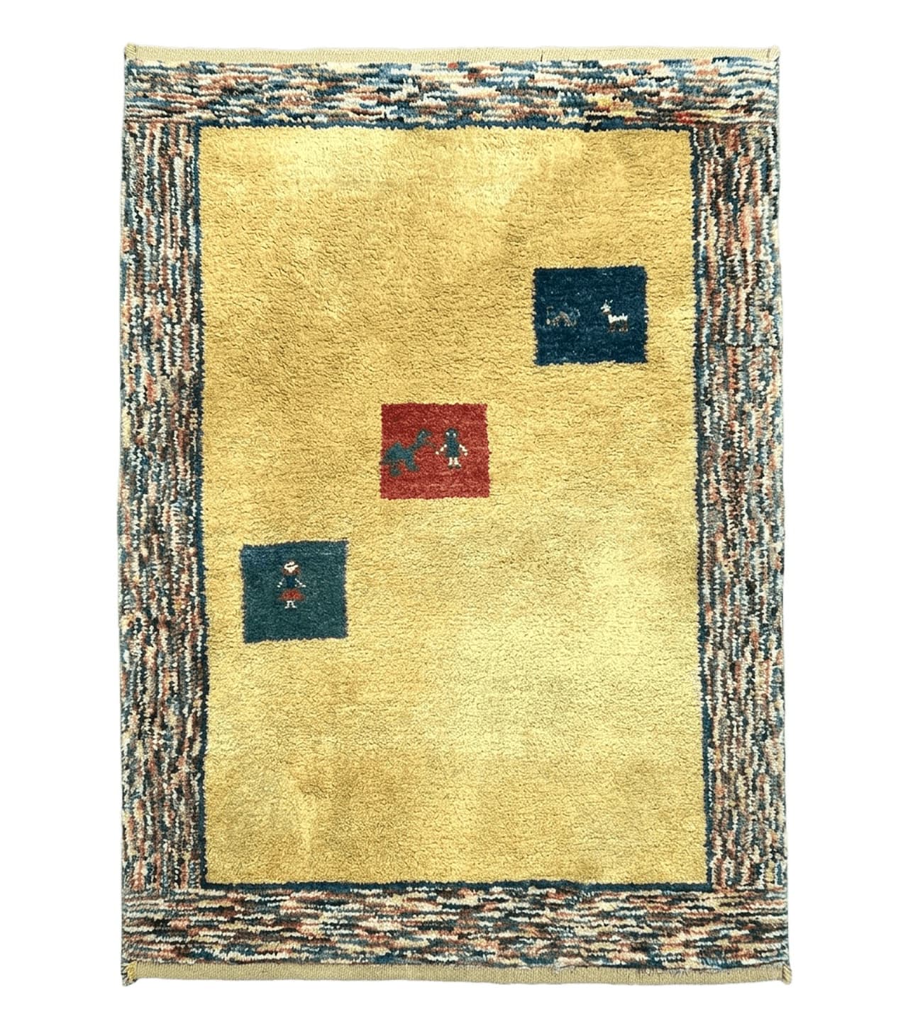 Indo Gabbeh Rug 3.7 x 5, Tribal Rug, Boho Rug, Wool Handmade Carpet by Jewel Rugs