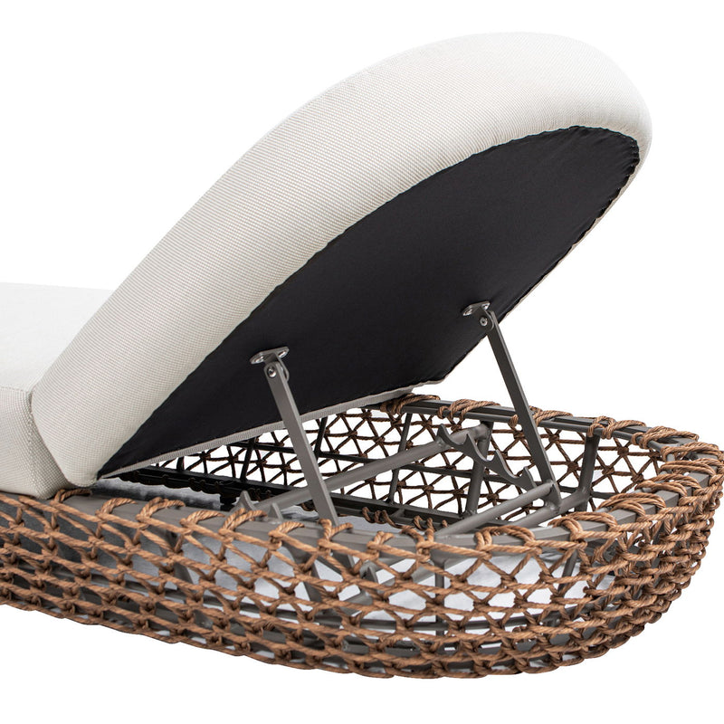Sunbrella Upholstered Patio Lounger with Adjustable Backrest - Dark Brown, photo 9 of 10