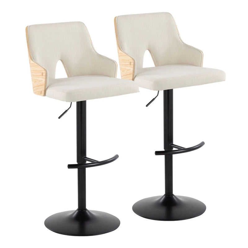 Stella - Contemporary Adjustable Barstool Stool With Swivel And Rounded T Footrest (Set of 2) by Unique Piece Furniture