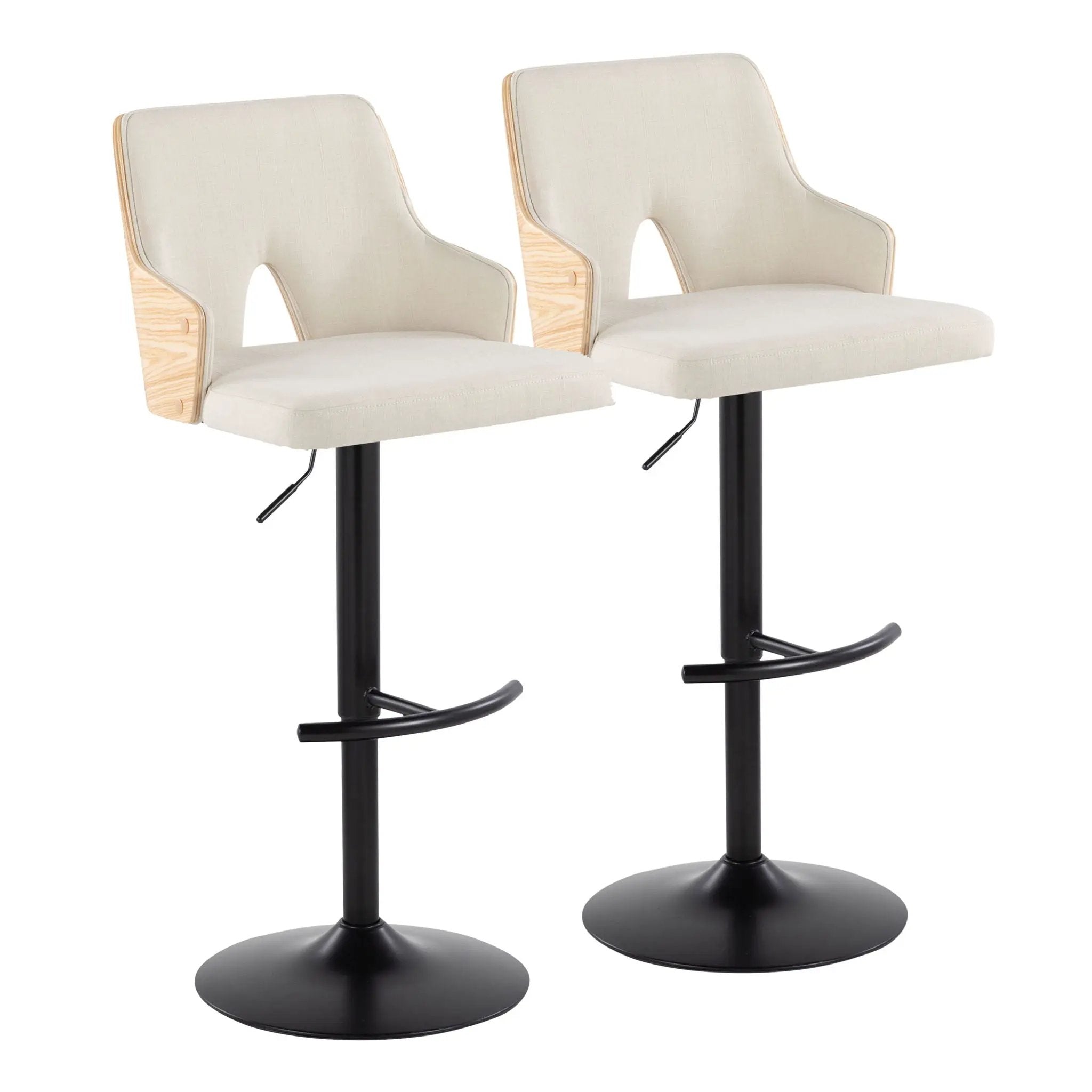 Stella - Contemporary Adjustable Barstool Stool With Swivel And Rounded T Footrest (Set of 2) by HouseOfZazla