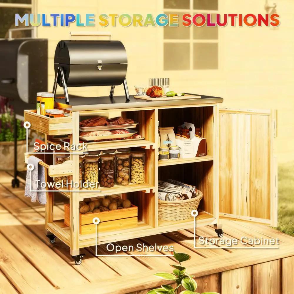Versatile Storage Cabinets with Stainless Steel Top and Wheels by HouseOfZazla