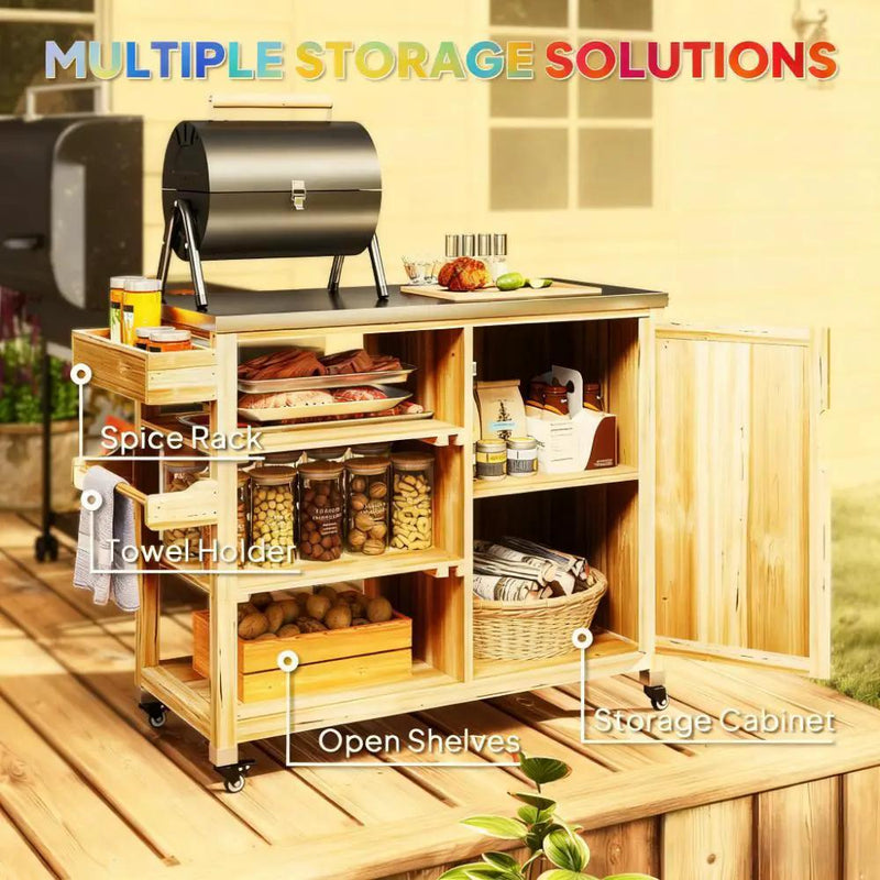 Versatile Storage Cabinets with Stainless Steel Top and Wheels by HouseOfZazla