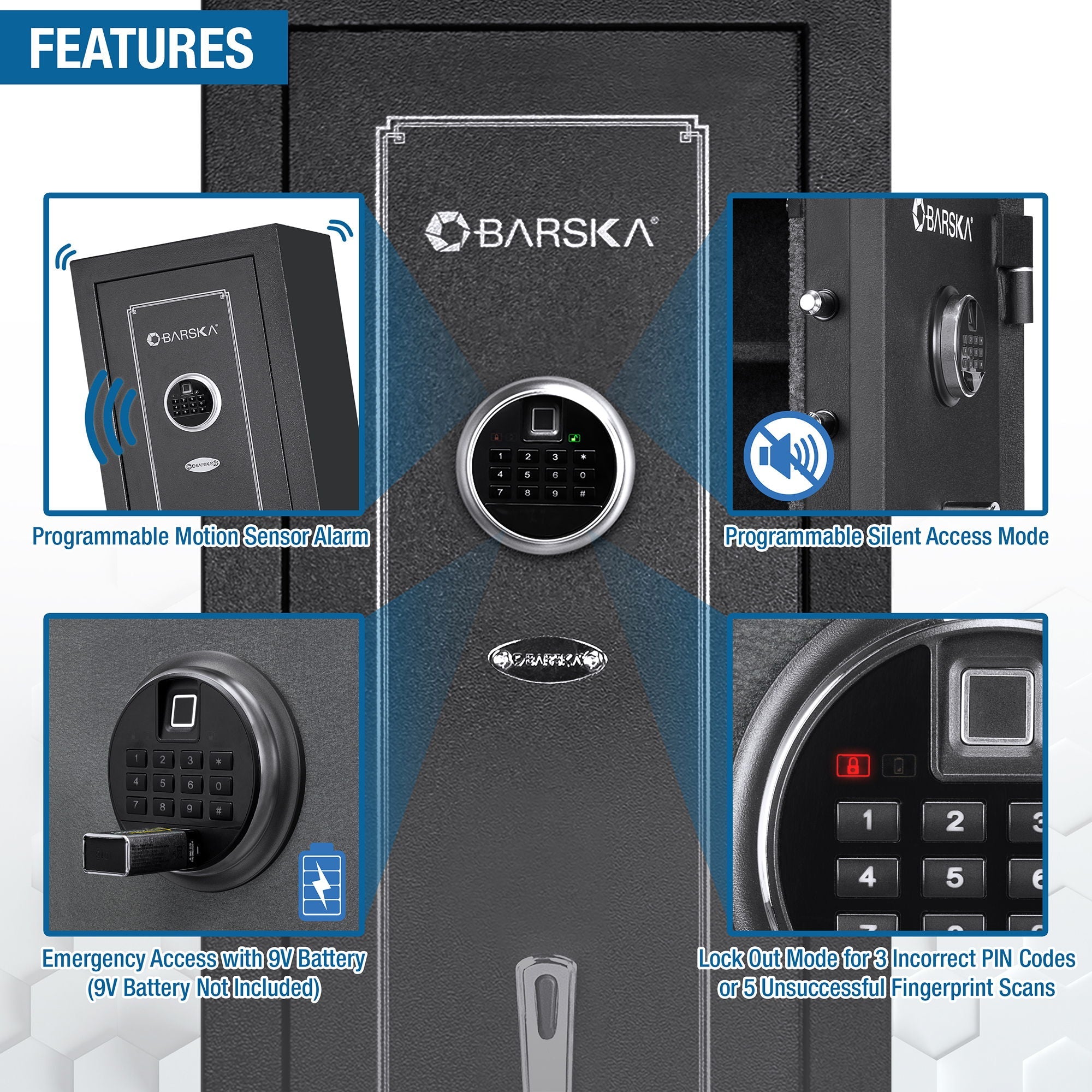 5.51 Cubic Ft Biometric Keypad Riflesafe - Black by HouseOfZazla