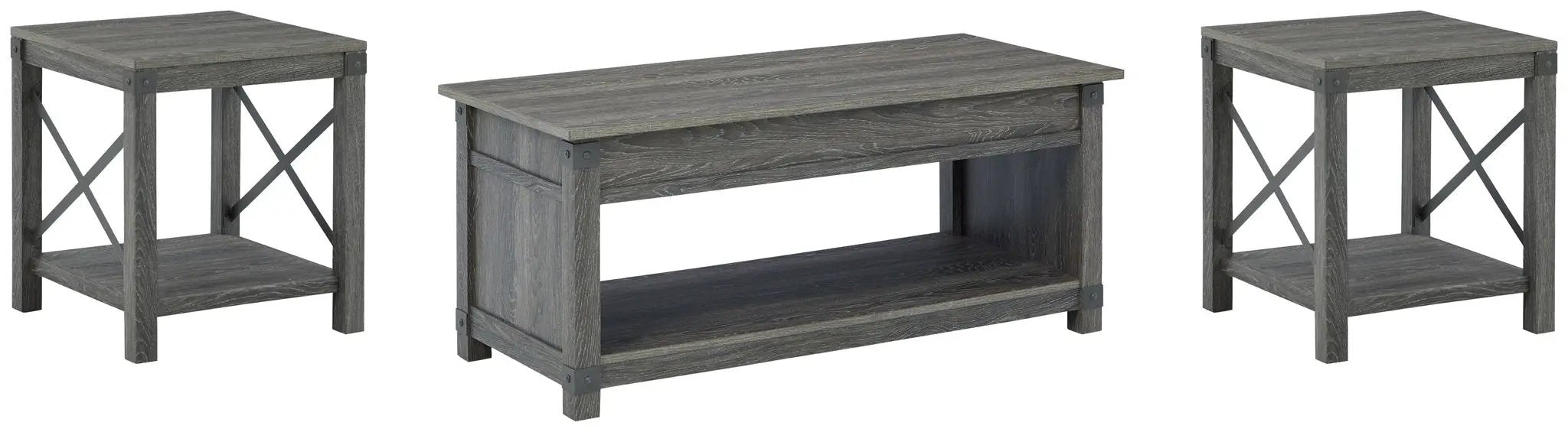 Freedan - 3 Pc. - Coffee Table, 2 End Tables - Grayish Brown by Unique Piece Furniture