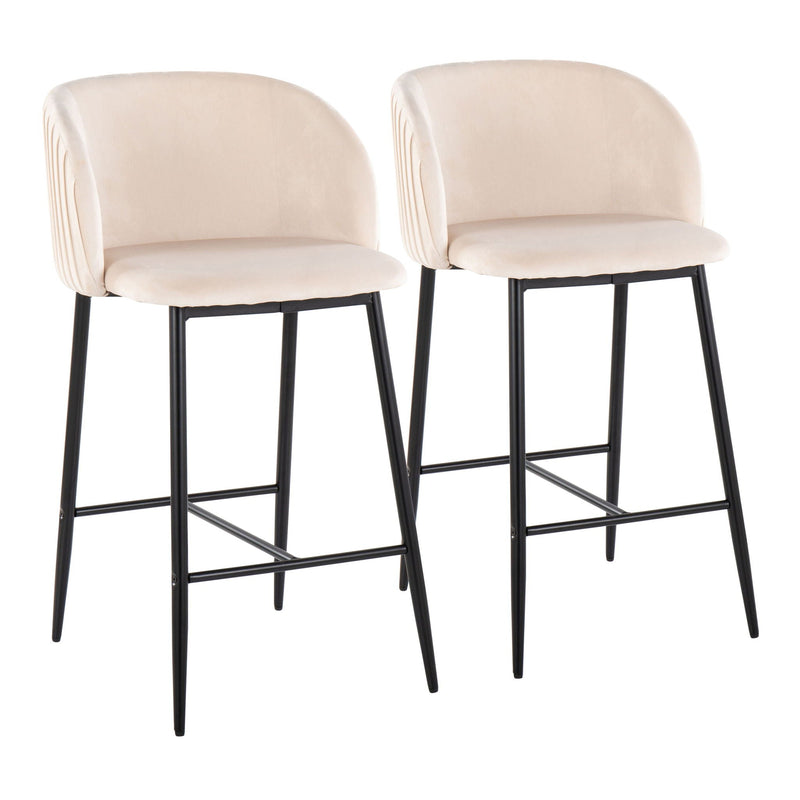 Fran - Pleated Waves Contemporary, Fixed Height Counter Stool (Set of 2) by HouseOfZazla