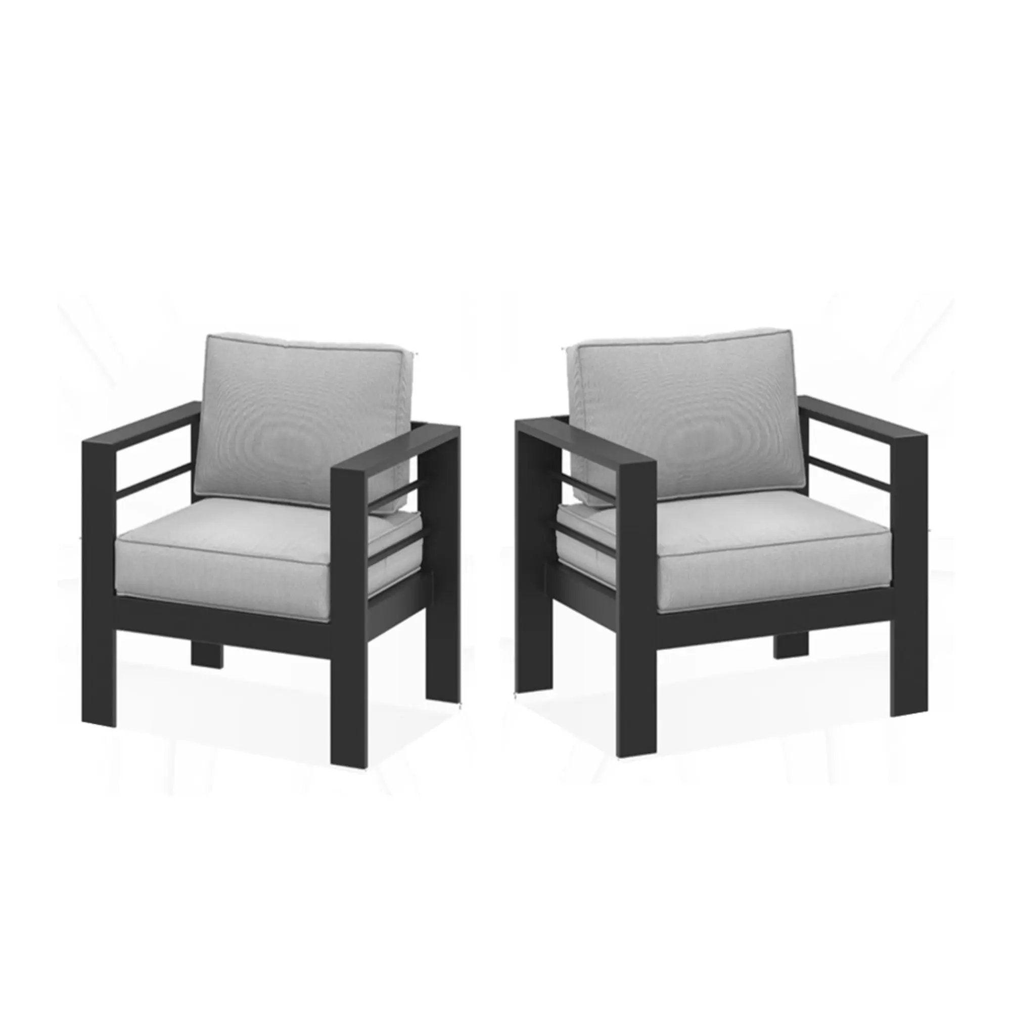 Modern All-Weather Patio Armchairs With Thick Cushions (Set of 2) by HouseOfZazla