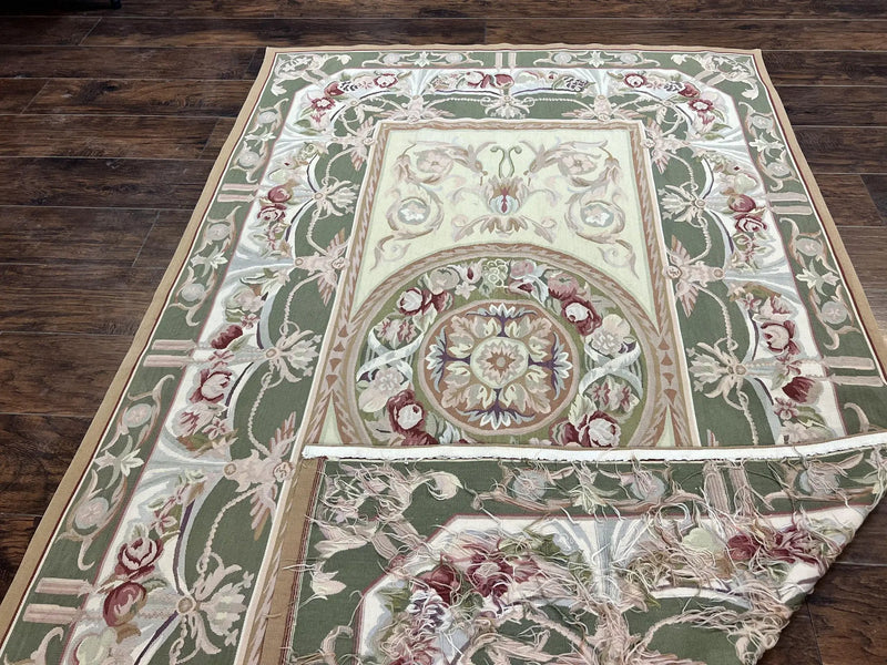 Aubusson Rug 5x8, Wool Handmade Vintage Carpet, Angel Motifs, Flatweave Rug 5 x 8, Medium Sized, European Design by Jewel Rugs