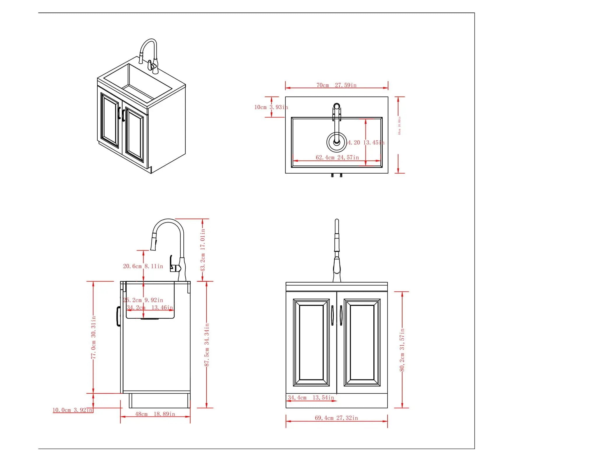 Darwin - Deluxe Laundry Cabinet With Pull-Out Faucet And Stainless Steel Sink by Unique Piece Furniture
