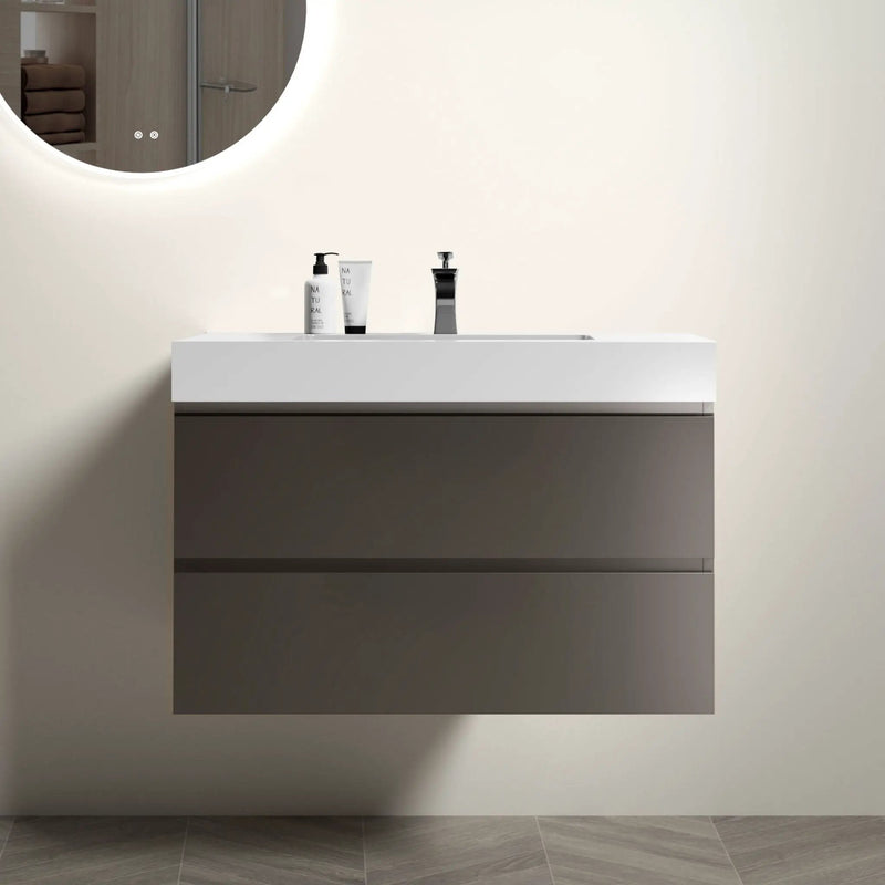Alice - Bathroom Vanity With Sink, Large Storage Wall Mounted Floating Bathroom Vanity For Modern Bathroom, One-Piece Sink Basin Without Drain And Faucet by Unique Piece Furniture