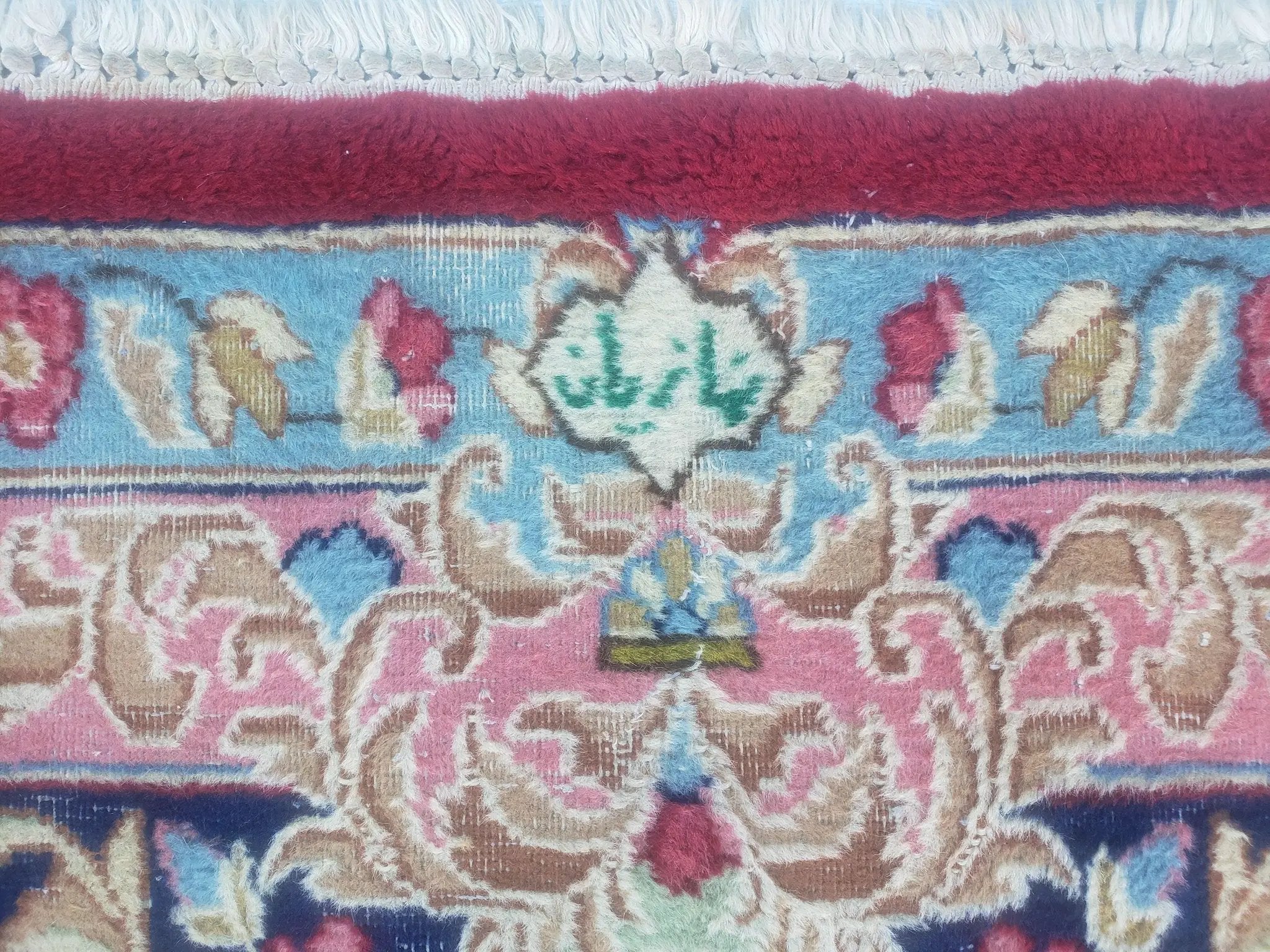 Antique Persian Kirman Rug 10x17 Oriental Carpet 10 x 17, Red, Multicolor, Namazian Signature Master Weaver, Shabby Chic, Semi Open Field by Jewel Rugs