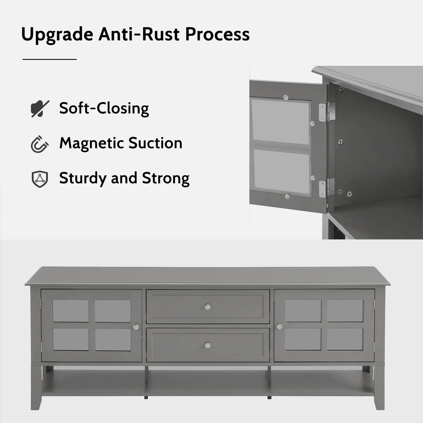 TV Stand, Entertainment Center With Dual Drawers And Hidden Storage, Cabinet With Soft Closing Doors And Sleek Panel Design by HouseOfZazla