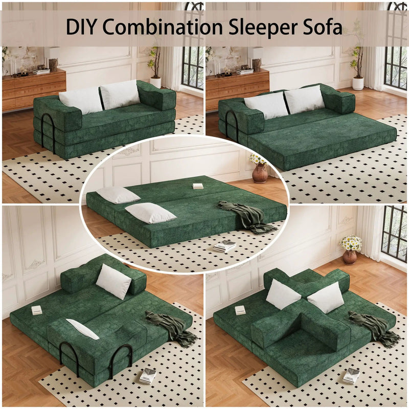 3 Seat Folding Floor Couch & King Size Bed Mattress by HouseOfZazla