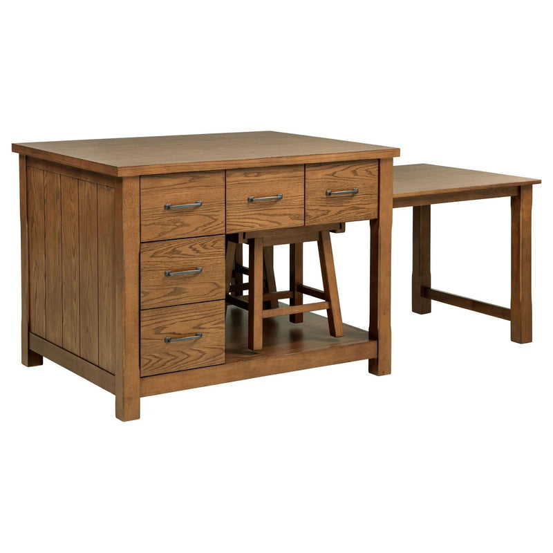 Mayfair 3-piece Kitchen Island with Extension Table Dark Oak by Unique Piece Furniture