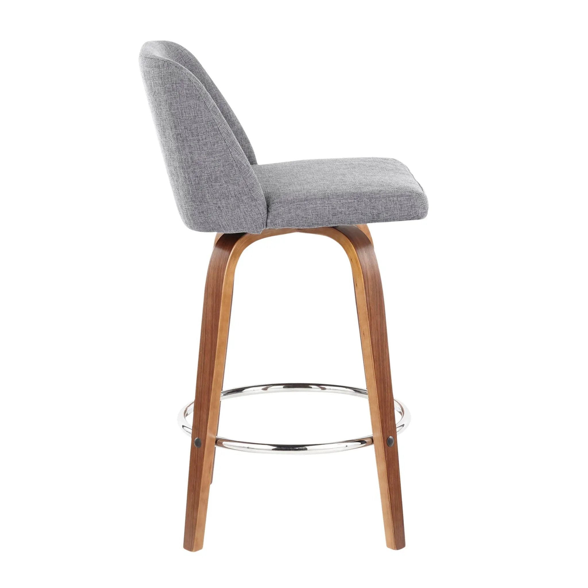 Toriano - Mid-Century Modern Fixed Height Counter Stool With Round Footrest (Set of 2) by HouseOfZazla