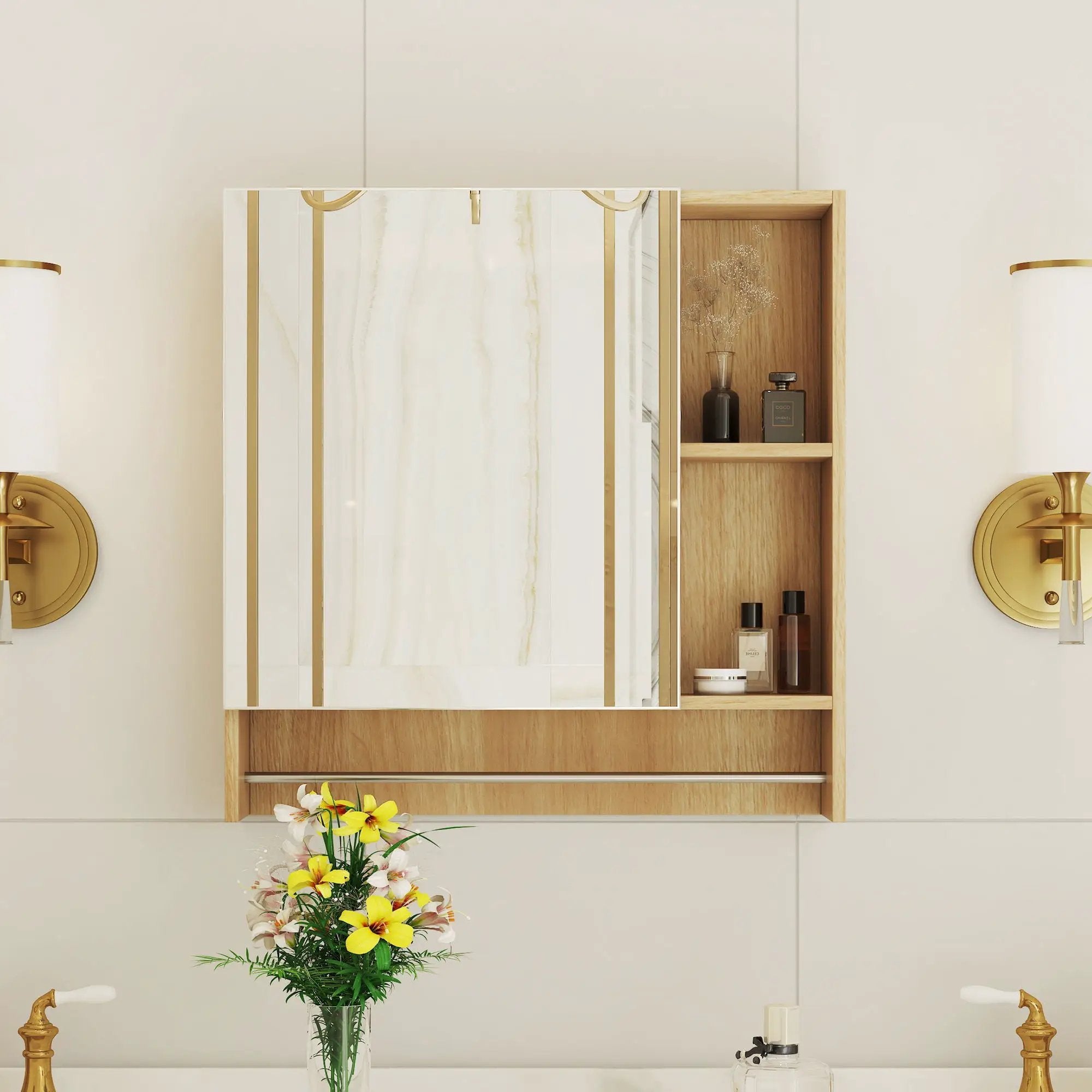 Bathroom Mirror Medicine Cabinet Wall Mounted With Shelves by Unique Piece Furniture