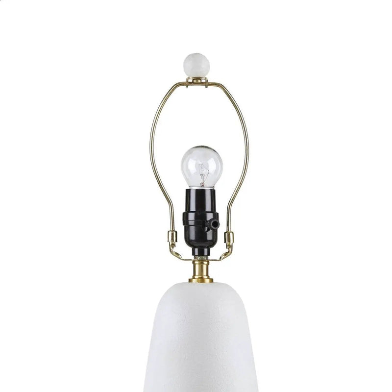 Textured Ceramic Table Lamp with Fluted Fabric Shade - White by HouseOfZazla