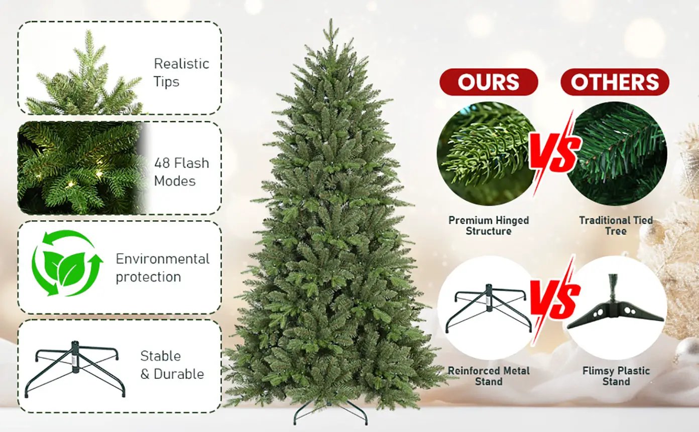 7FT Prelit Christmas Tree with 340 RGB LED Lights by HouseOfZazla