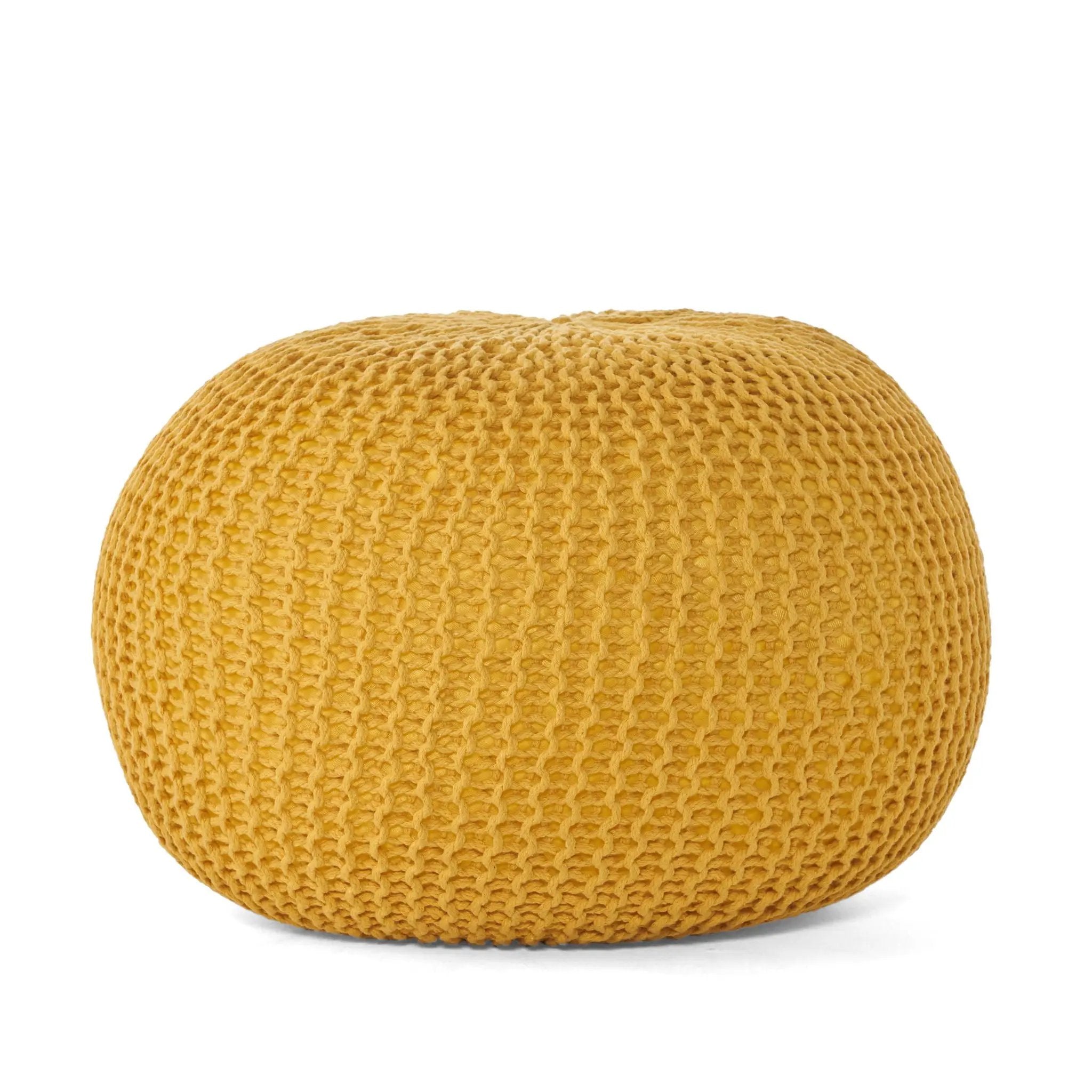 Bordeaux - Knitted Round Pouf, Versatile Ottoman And Floor Cushion by Unique Piece Furniture