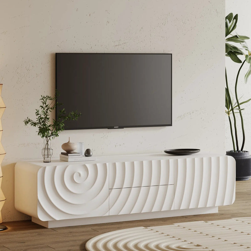 58" TV Console with Modern Unique Spiral Wave Design by HouseOfZazla