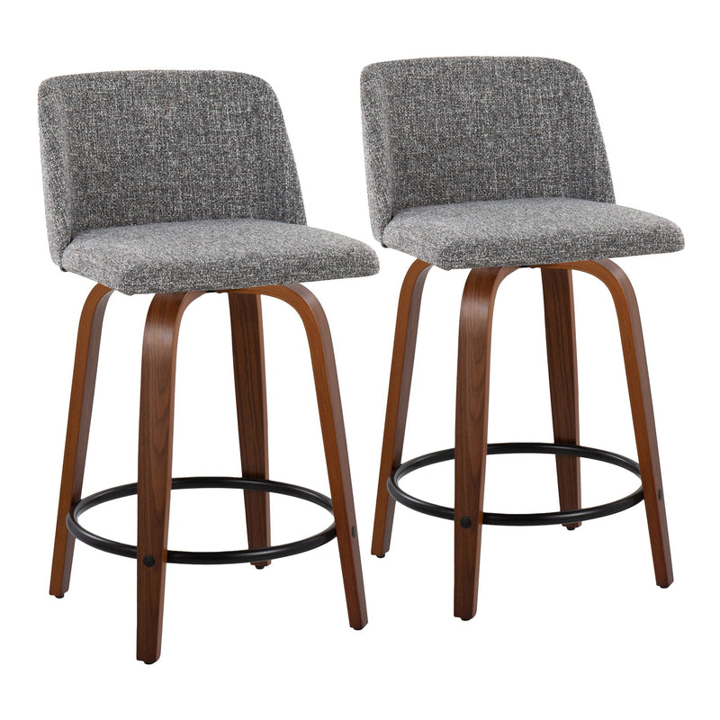 Toriano - Mid Century Modern, Fixed Height Counter Stool & Swivel And Round Footrest (Set of 2) by HouseOfZazla