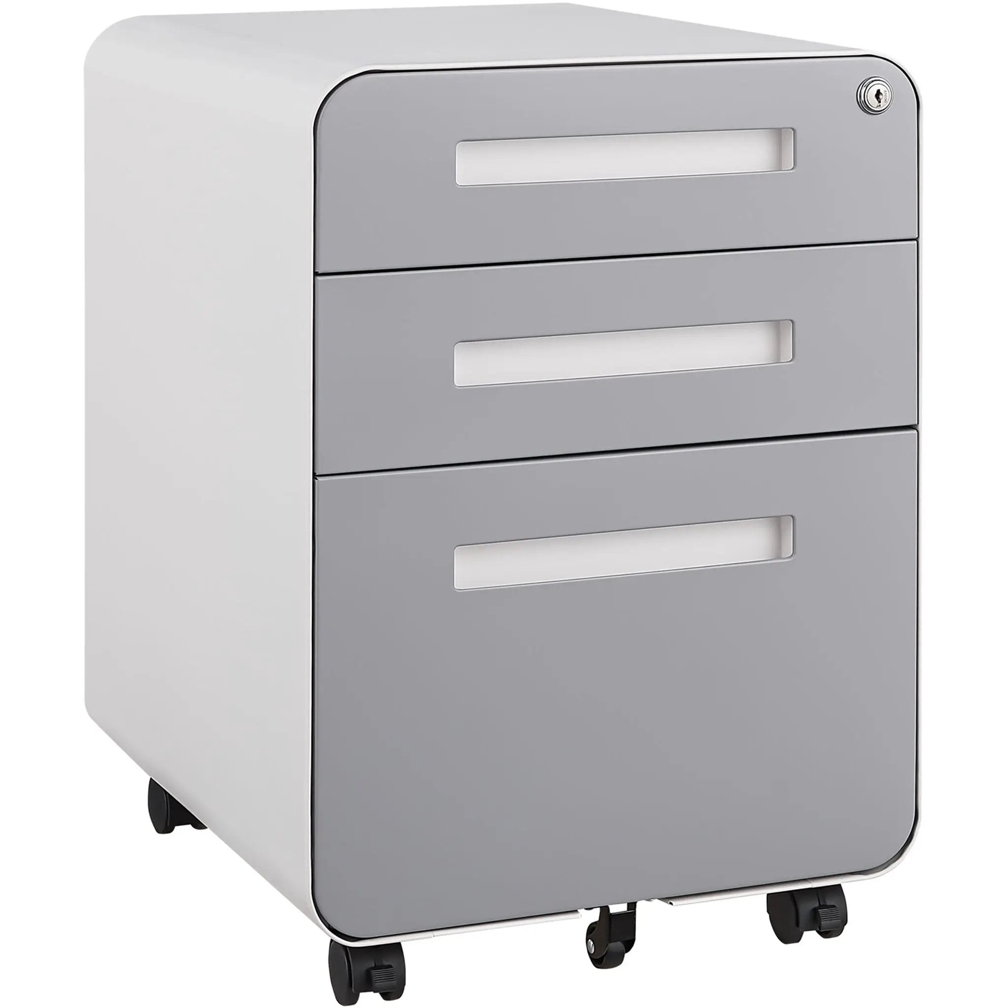 3 Drawer Mobile File Cabinet Under Desk Office, Simple Style Versatile Storage Cabinet For Legal / Letter / A4 Files, 5 Wheel Design Anti-Tilting Cold Rolled Steel Waterproof Moisture-Proof by HouseOfZazla