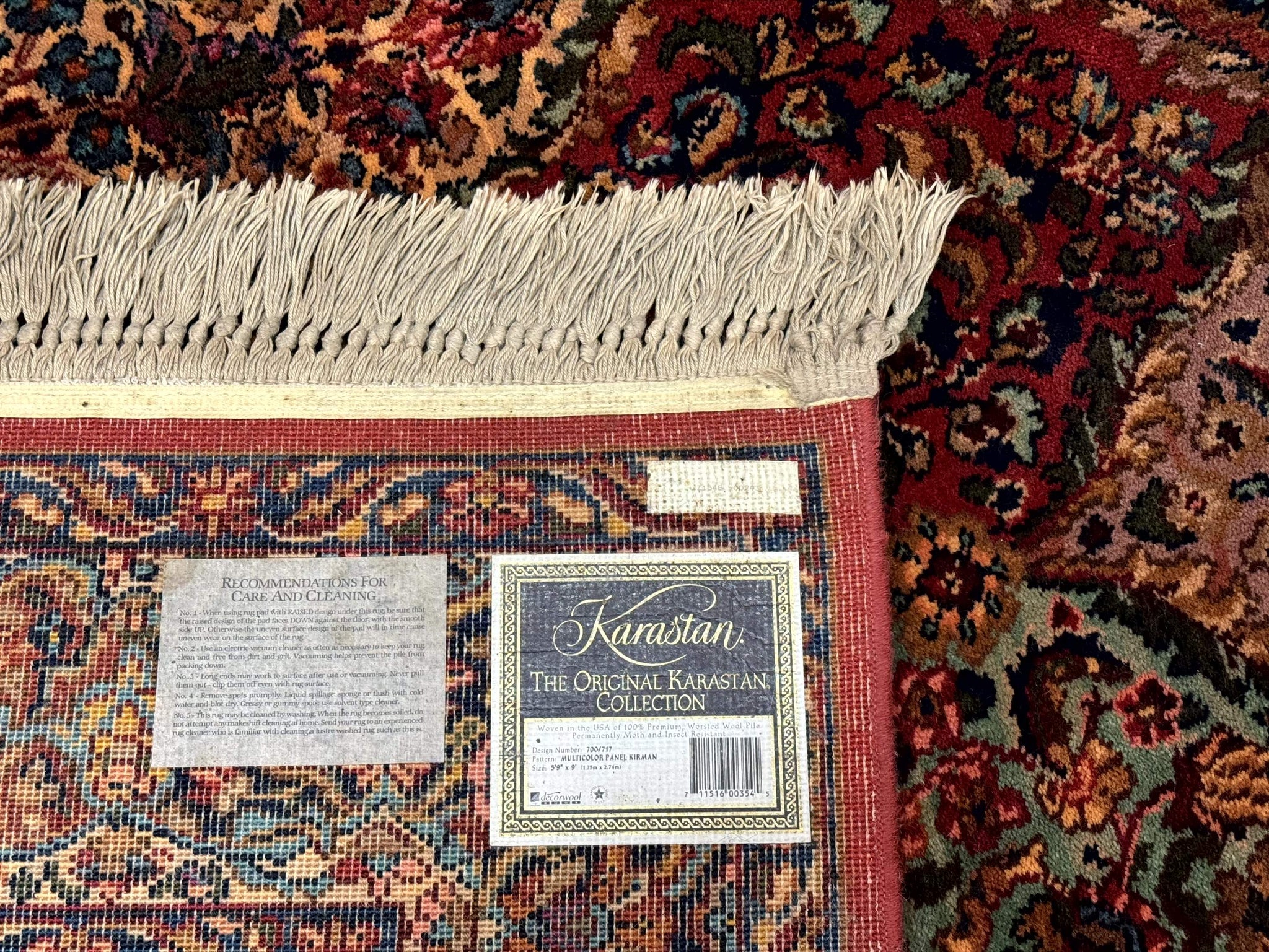 5.9 x 9 Karastan Rug Multicolor Panel Kirman #717, Original 700 Series, Wool by Jewel Rugs