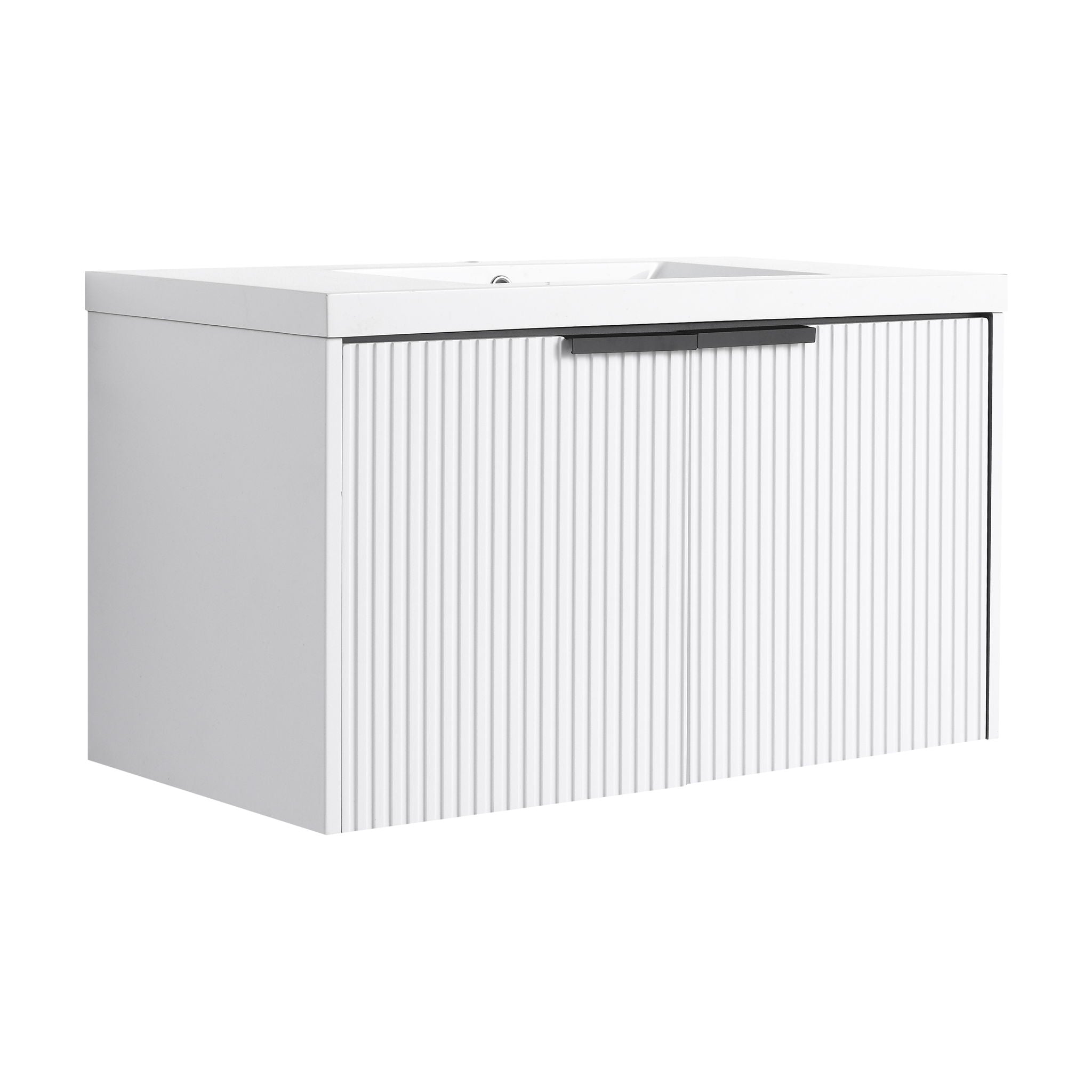 Contemporary Wall Mounted Bathroom Vanity With Resin Double Sink by HouseOfZazla