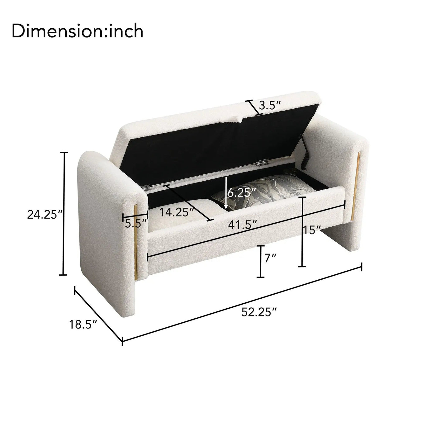 Modern Teddy Upholstered Large Bed End Bench With Arms And Storage by HouseOfZazla
