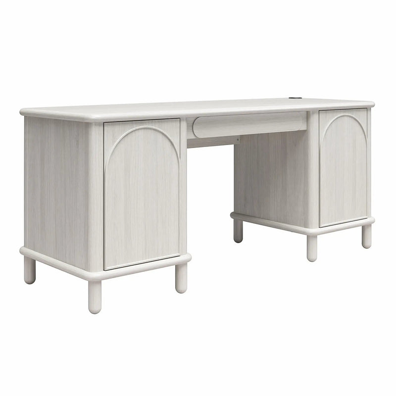 Selena - Double Pedestal Desk - Rustic White by HouseOfZazla