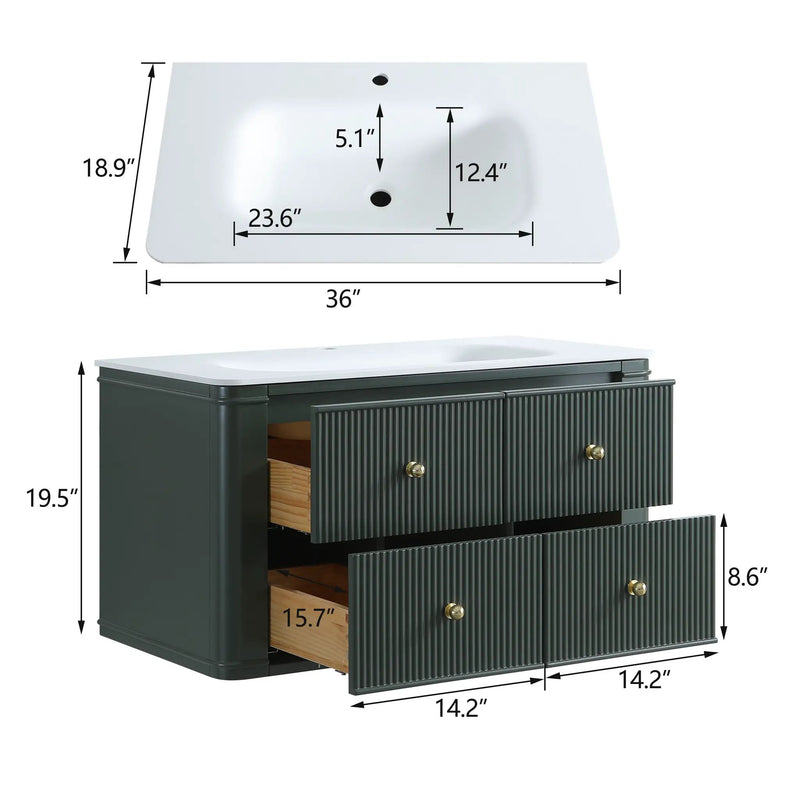 36" Wall Mounted & Floating Single Vanity by HouseOfZazla