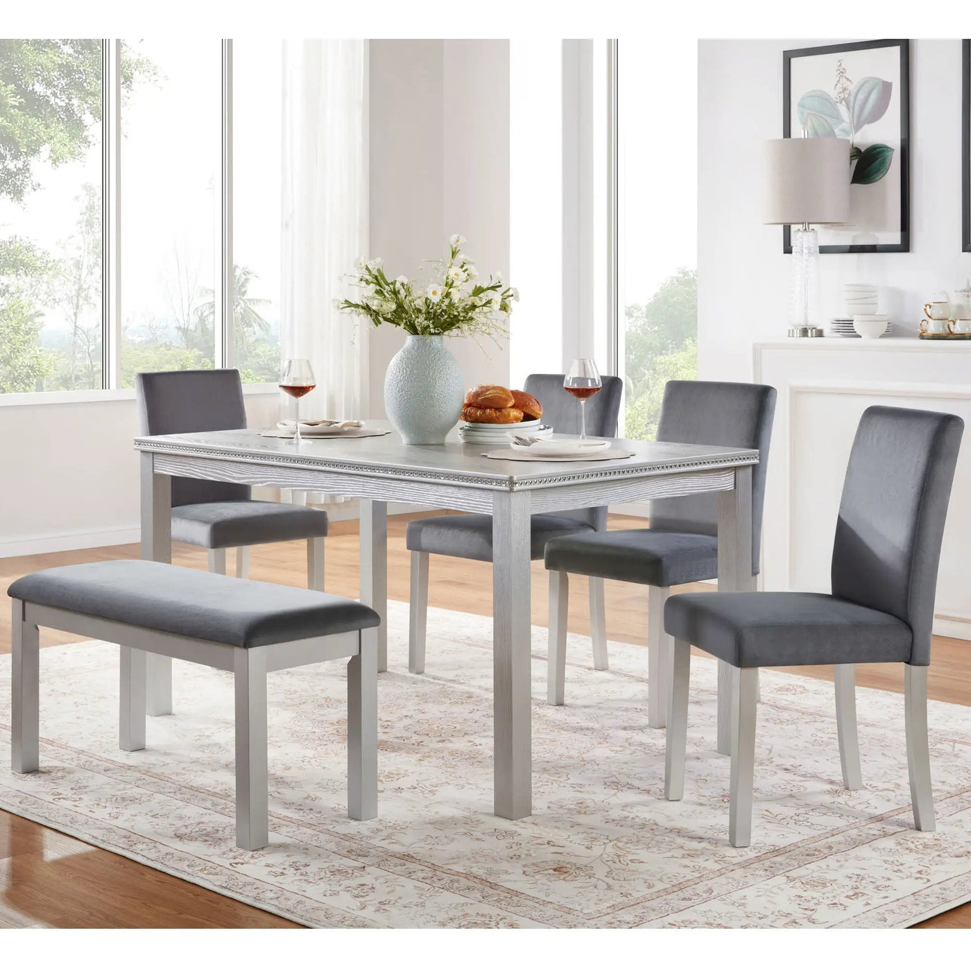 Dining Table Set, Table With A Rectangular Table And Upholstered Chairs by HouseOfZazla
