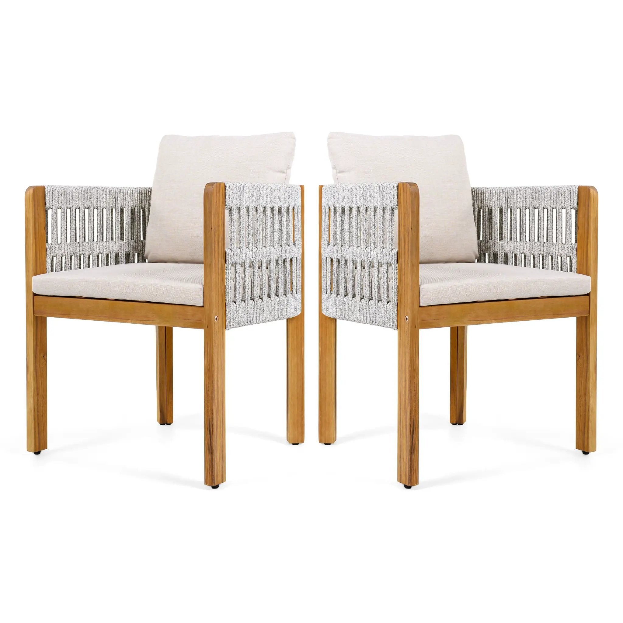 Outdoor Dining Chairs With Mix Rope Handles (Set of 2) by HouseOfZazla