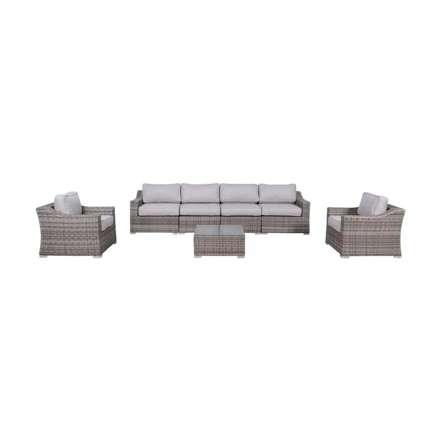 Outdoor Wicker Conversation Set With Cushions, All Weather by Unique Piece Furniture