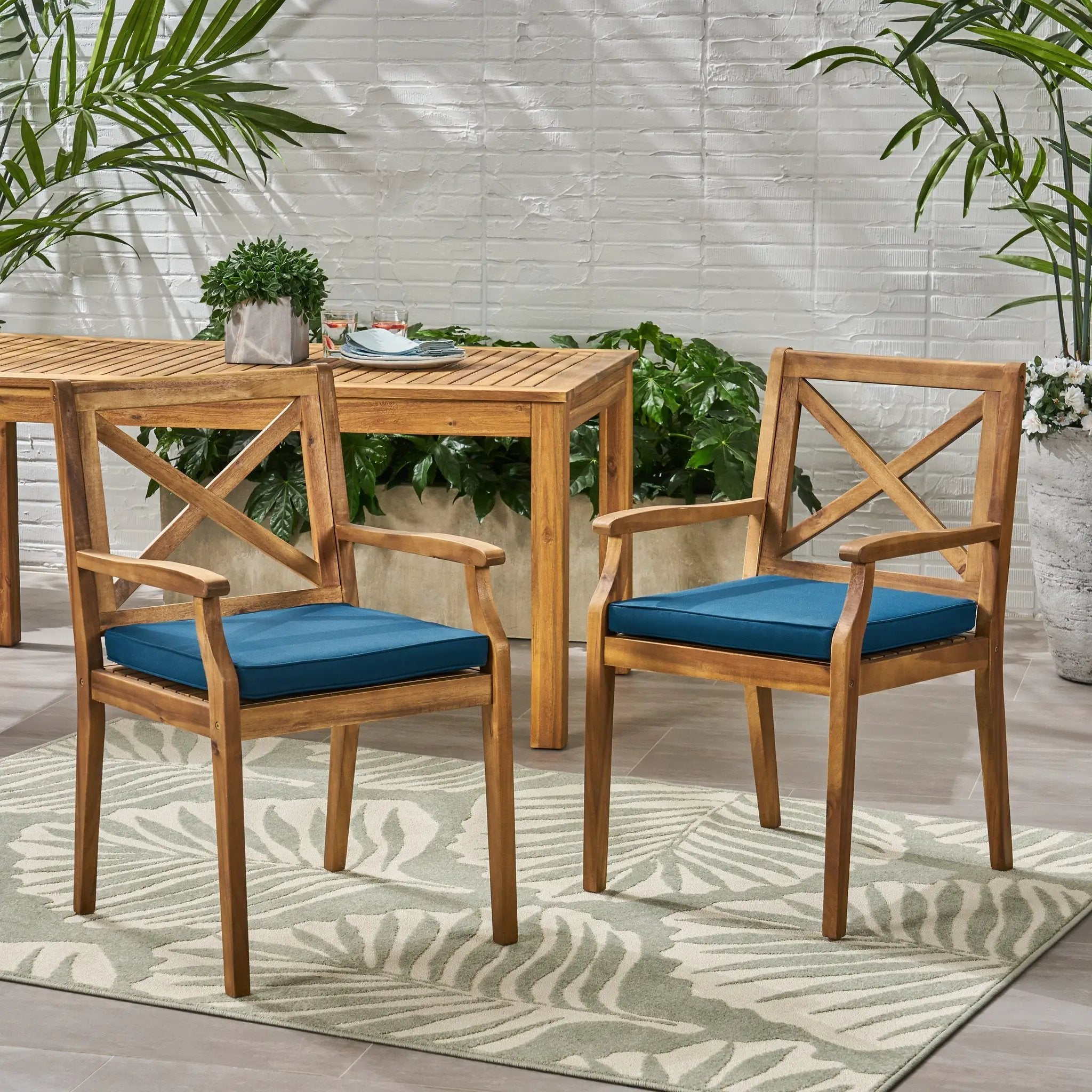 Perla Dining Chair 2pcs with Blue Cushions by HouseOfZazla