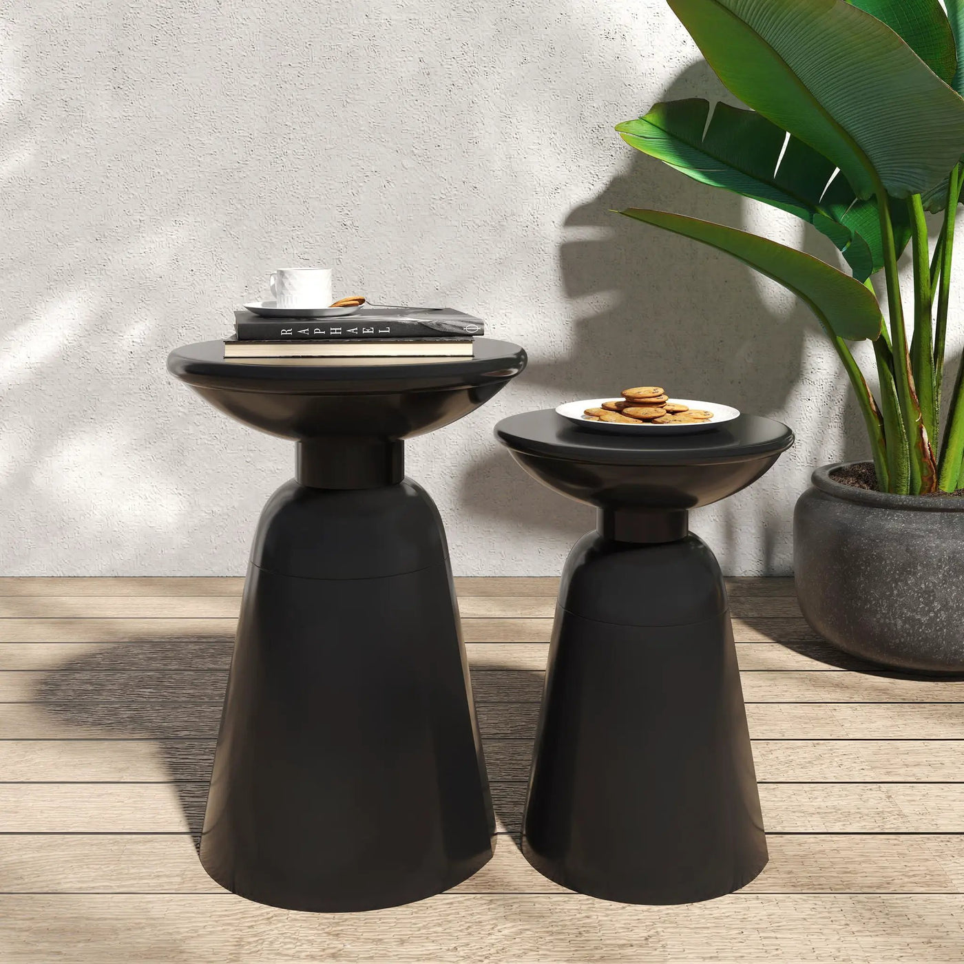 Serenita Outdoor Side Tables With Flared Design (Set of 2) by HouseOfZazla