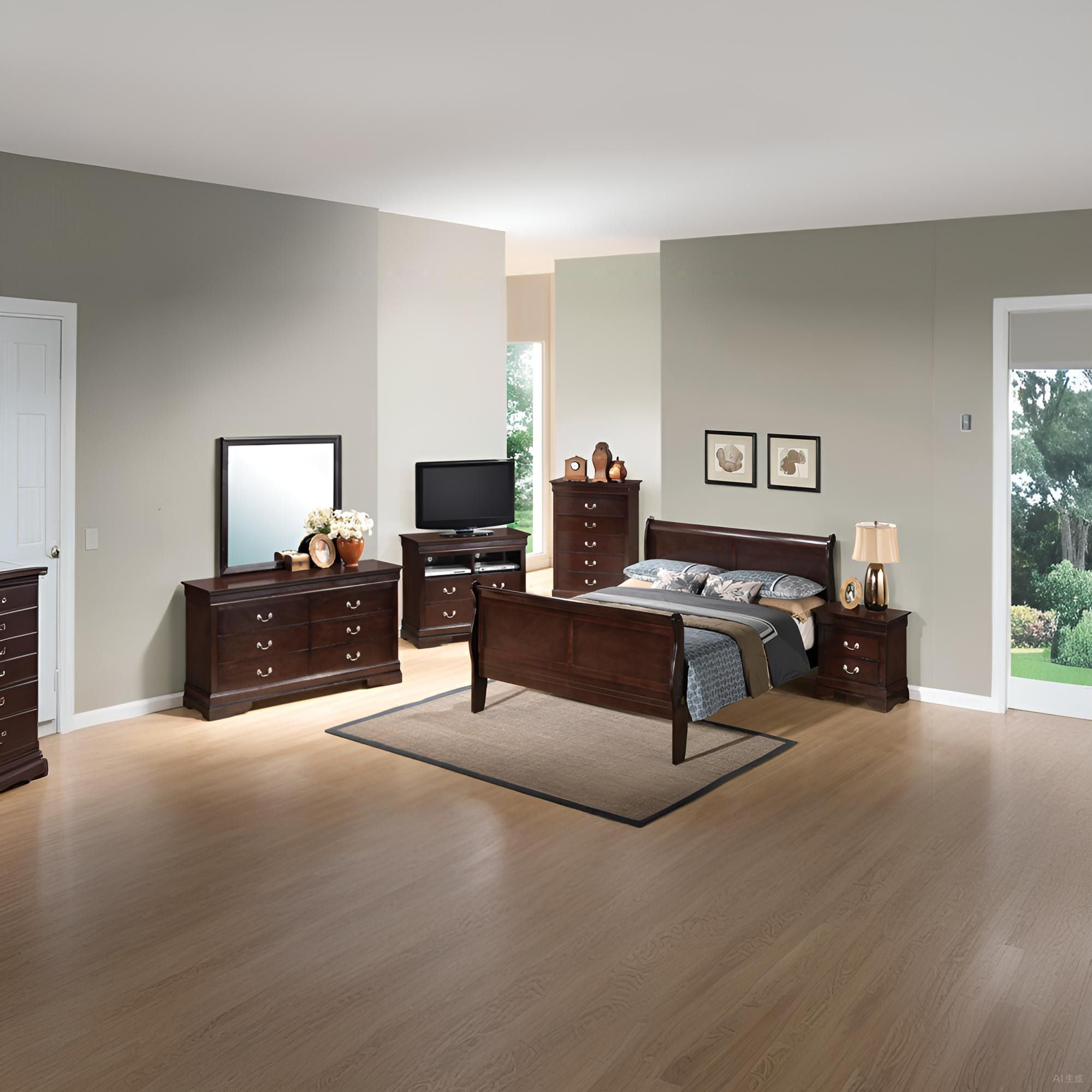 Louis Phillipe - Panel Sleigh Bed by Unique Piece Furniture