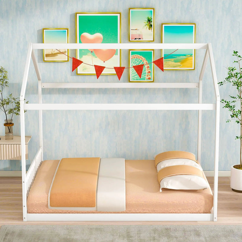 Wooden House Bed With Headboard by HouseOfZazla