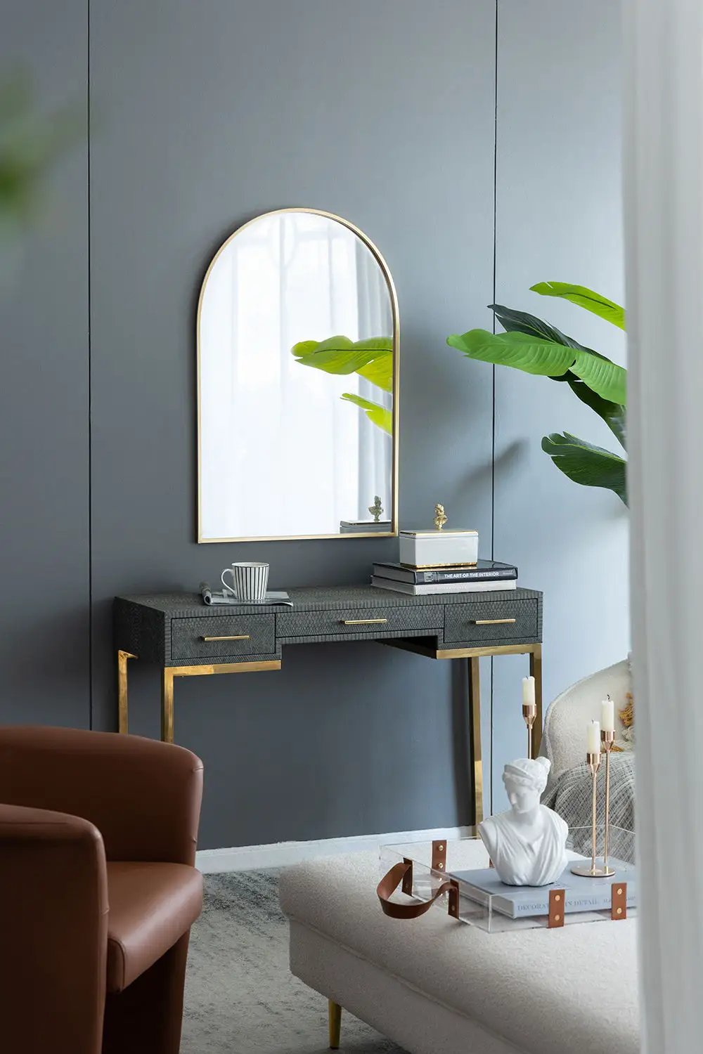 Arched Mirror With Metal Frame, Wall Mirror For Living Room Bedroom Entryway by HouseOfZazla
