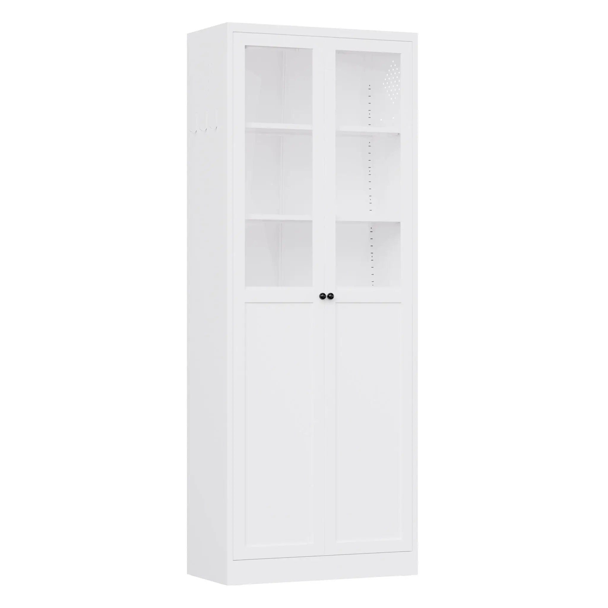 Tall Metal Kitchen Pantry Cabinet With Adjustable Shelves And Silent Magnetic Doors - White by HouseOfZazla