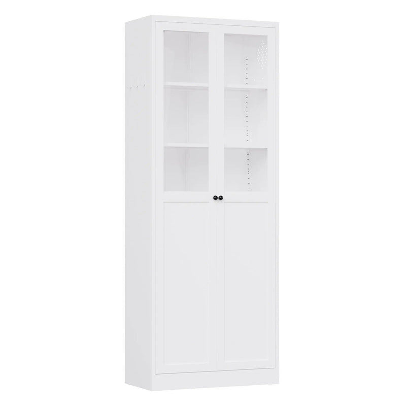 Tall Metal Kitchen Pantry Cabinet With Adjustable Shelves And Silent Magnetic Doors - White by HouseOfZazla