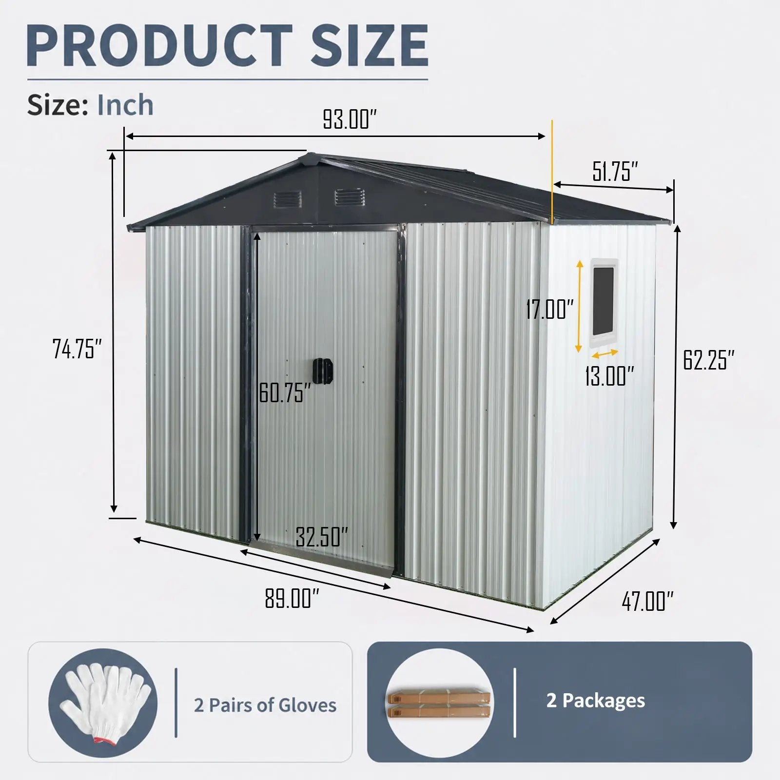 8ft x 4ft Outdoor Metal Storage Shed with Window by HouseOfZazla