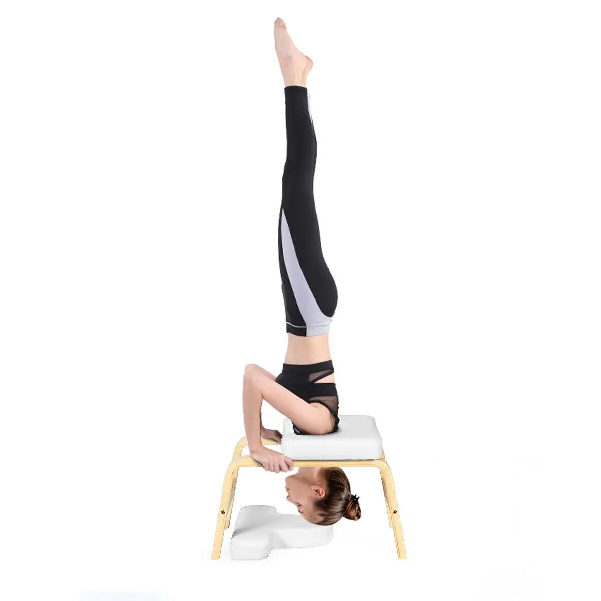 Yoga Headstand Wood Stool with PVC Pads by DirectDeals